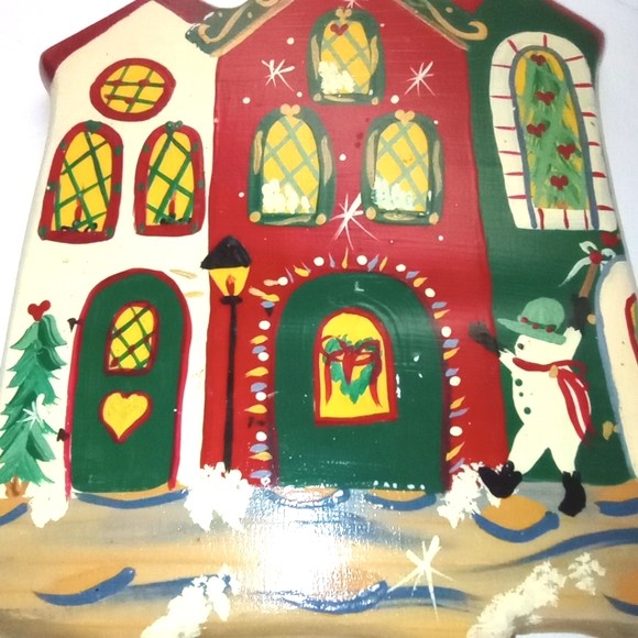 1997 JDI Christmas Handmade Multicolor Painted Wood Plank Decor Wall 13"L x 8W - Picture 2 of 7